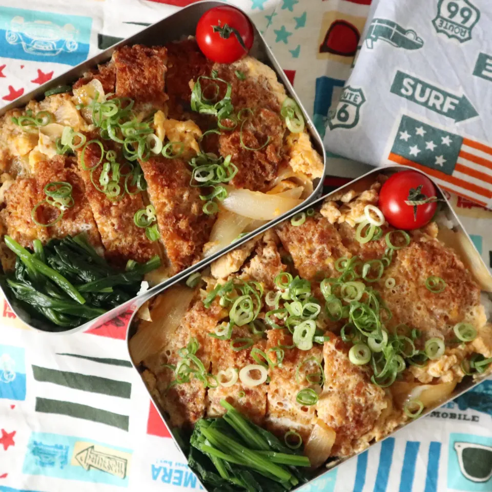 Snapdishの料理写真:中学生男子年子弁当🍱カツどーん❗️中間テスト2日目置き弁💪|なかじー。さん