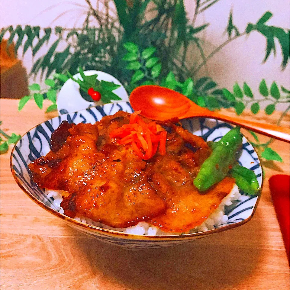 今夜はガッツリいただきたくて　🥩豚カルビ丼にしました。‼️|Sの食卓さん