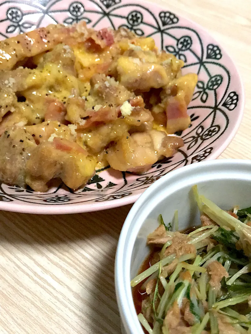 カルボチキン＆ツナと水菜の和え物|のあママさん