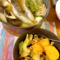 Snapdishの料理写真:たら鍋と柿とセロリのくるみ和え|まーさん