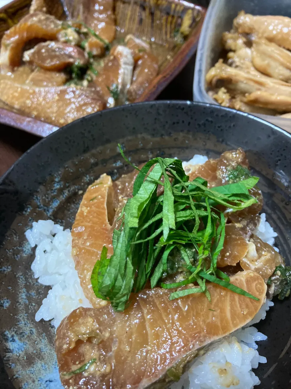 10月10日晩ご飯。カンパチシリーズ第3弾。大分名物りゅうきゅう風漬け丼！美味しくカンパチさん完食しました😄|あやさん