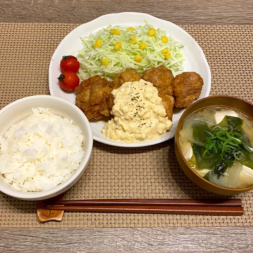 ご飯 チキン南蛮 味噌汁|m iさん