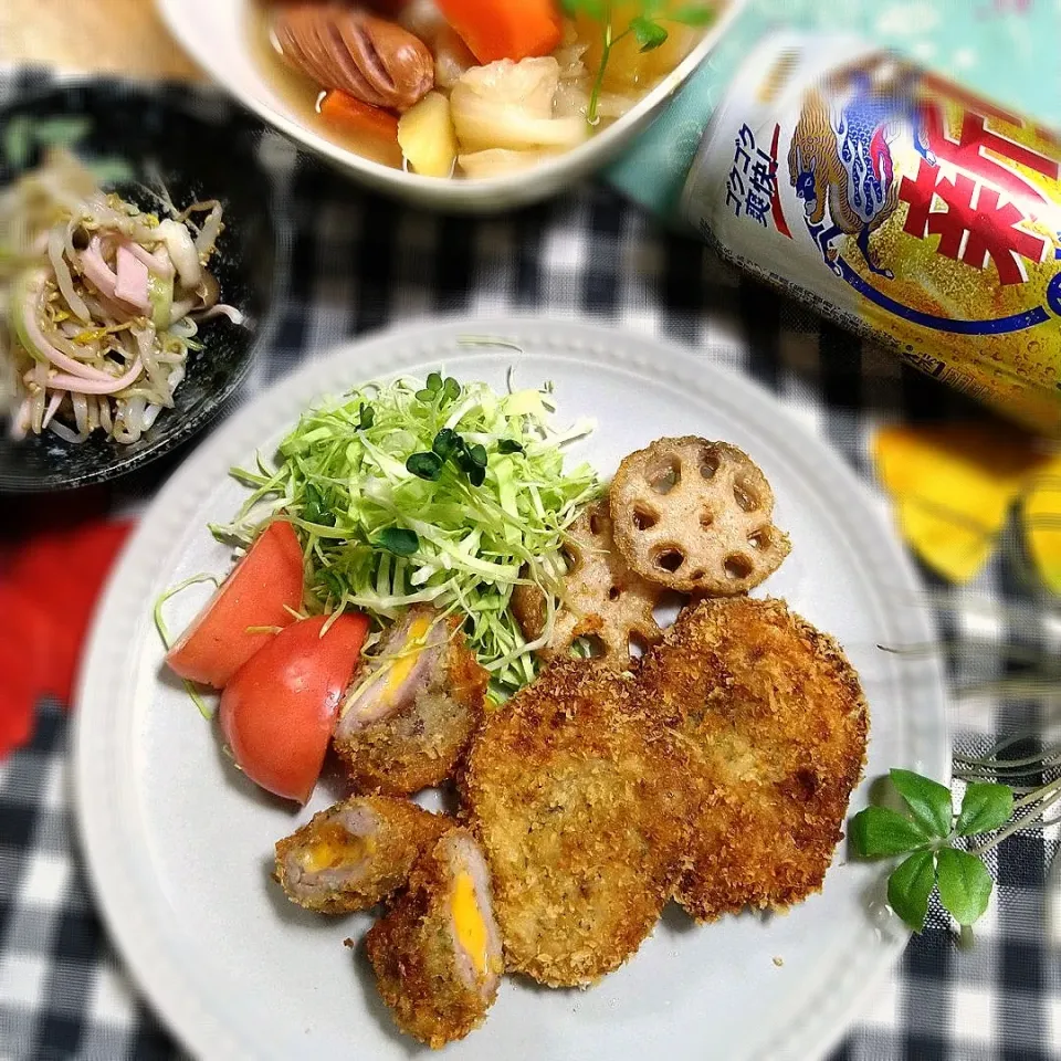 モウカサメ＆豚肉のチーズ巻きのミックスフライ🎶🐟🐷|とまと🍅さん