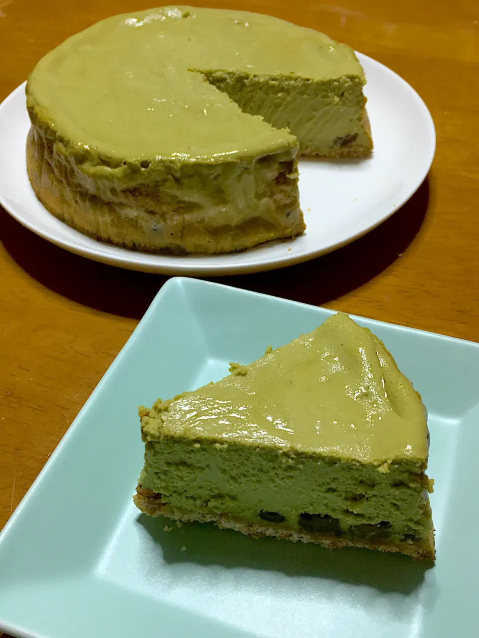 水切りヨーグルトとホワイトチョコのとろける抹茶小豆ケーキ|ちほんぽさん