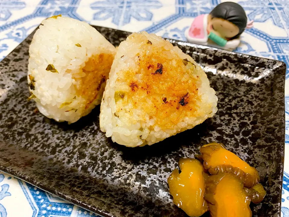 野沢菜 焼きおにぎり🍙|くろねこっく🐈‍⬛さん