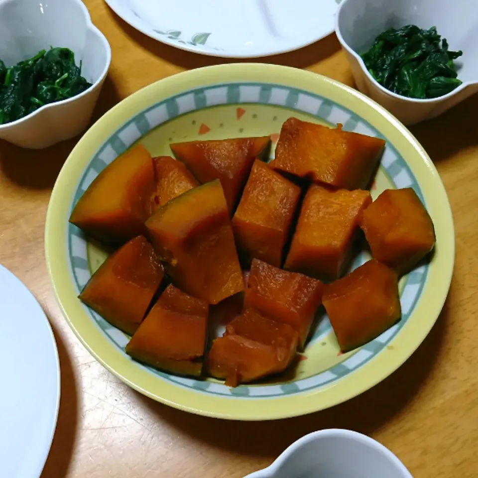 カボチャとほうれん草|しまだ ちえこさん