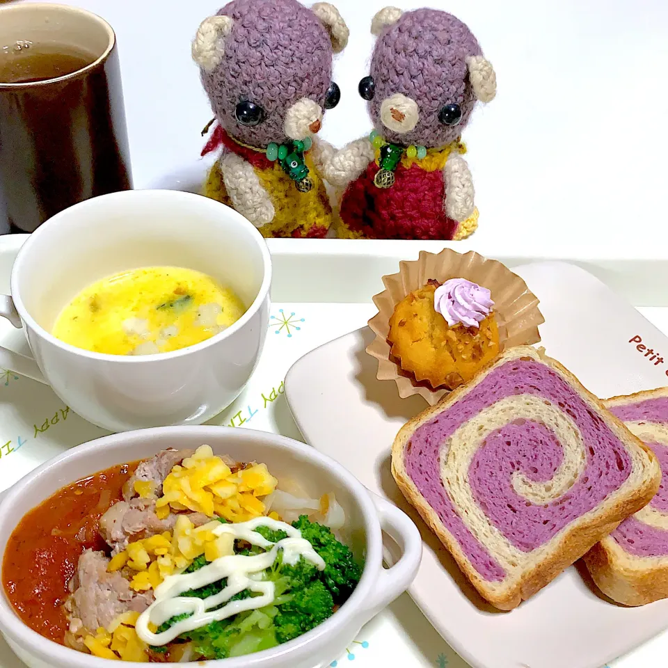 Snapdishの料理写真:朝ごぱん(°▽°)|chagashiさん