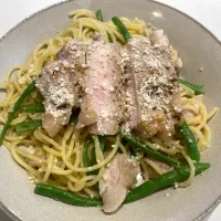 豚肉のソテー柚子こしょう風味のパスタ|えいみさん