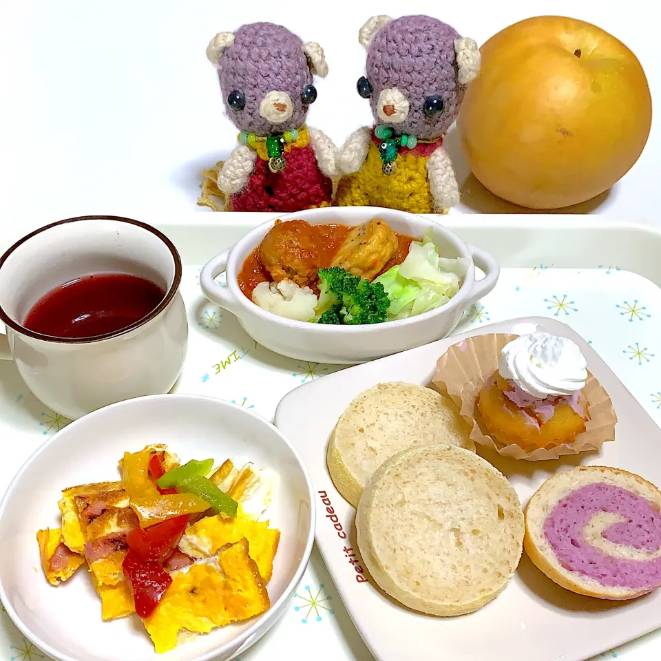 Snapdishの料理写真:朝ごぱん(￣∇￣)|chagashiさん