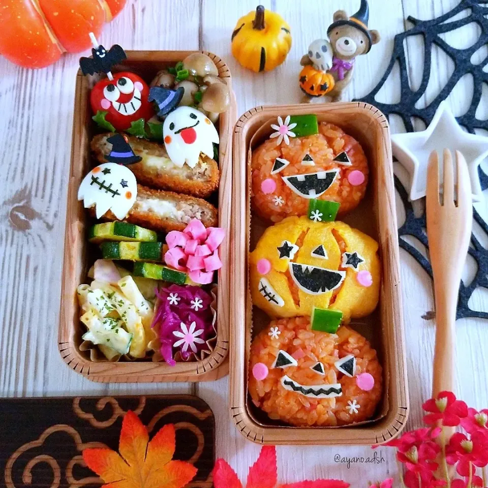 ジャックオーランタン🎃🎃🎃オムすび弁当|ayano.adshさん