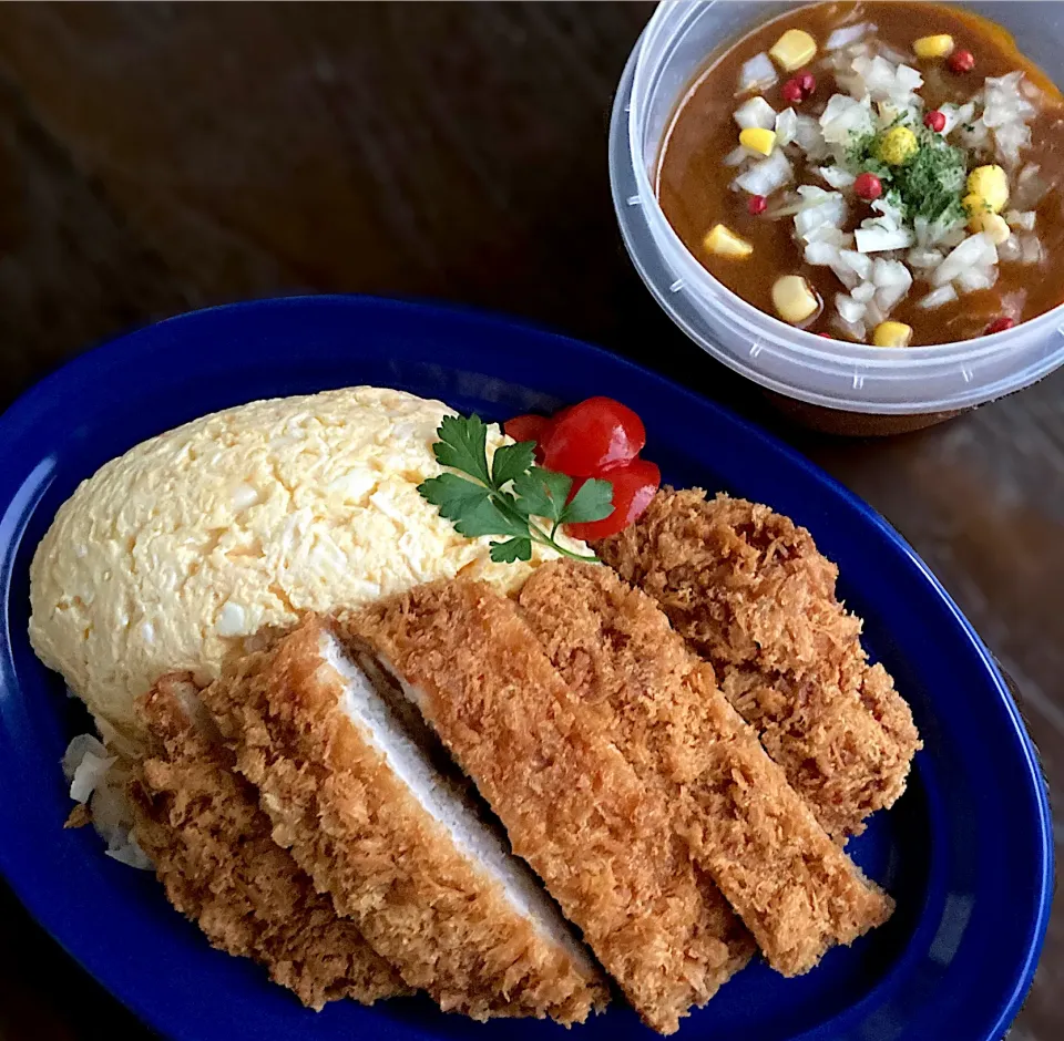 ピンクペッパー入り！　別盛りカツカレーオムライス弁当|Kさん