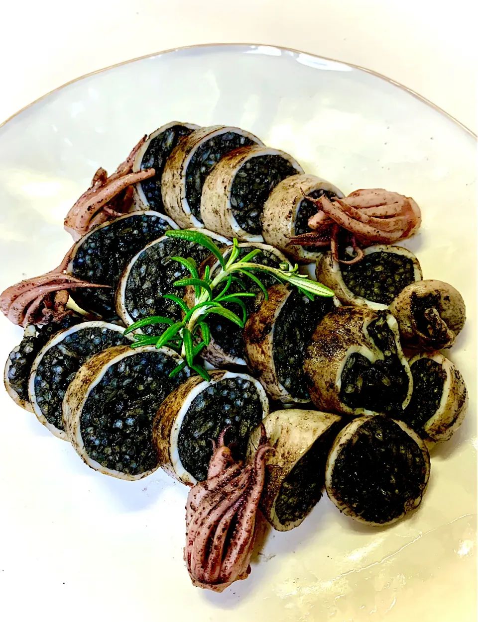 Sautéed Calamari stuffed with Risotto Nero|gonbenさん