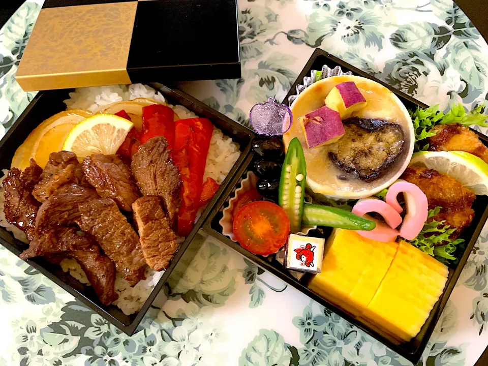 【中1男子弁当】ステーキ弁当|まりっぺさん