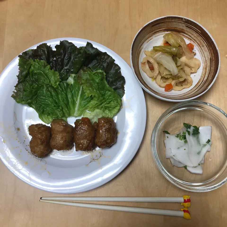 彩り野菜の豚肉焼き、あっさり煮、しそ香漬け|Rioさん