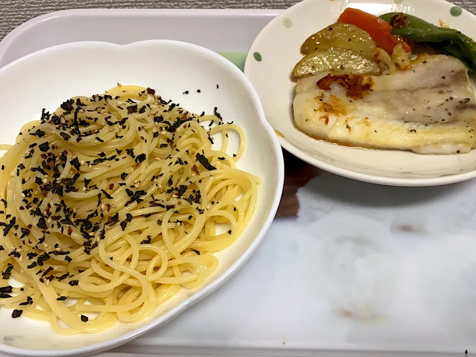 梅しそパスタとフィッシュステーキ！|あんこさん