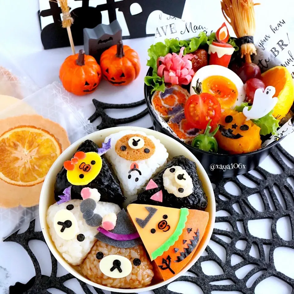 Snapdishの料理写真:6pチーズ風おにぎりでリラックマのハロウィン弁当|あーたんさん