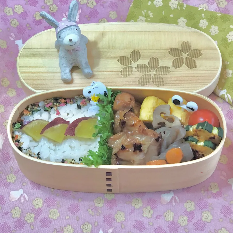 鶏モモ蜂蜜醤油照り焼き☘の双子ちゃんお弁当💙❤️ 9/30水|sweet homeさん