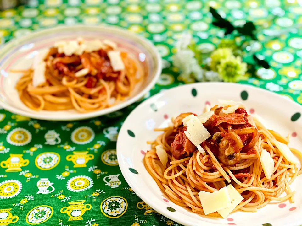 残り物でランチ♫生ハムスパゲティ|ままみさん