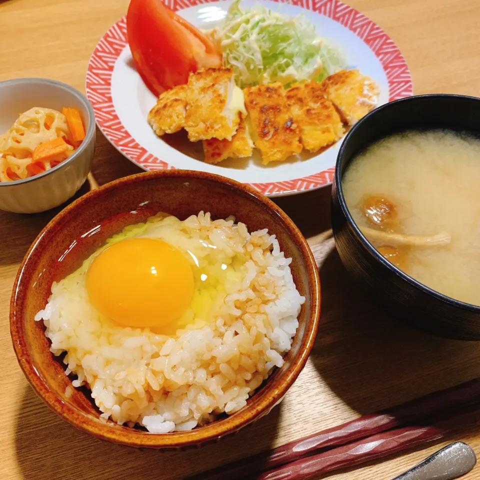 チーズチキンカツと卵かけご飯♡|38cさん