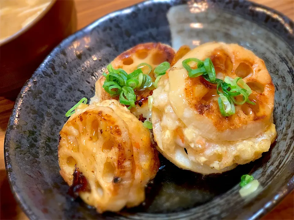 蓮根の挟み焼き　和風餡かけ|ふくすけ食堂さん