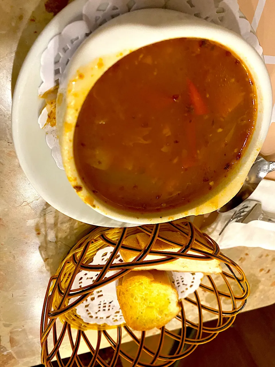 Soup and garlic breads|skyblueさん