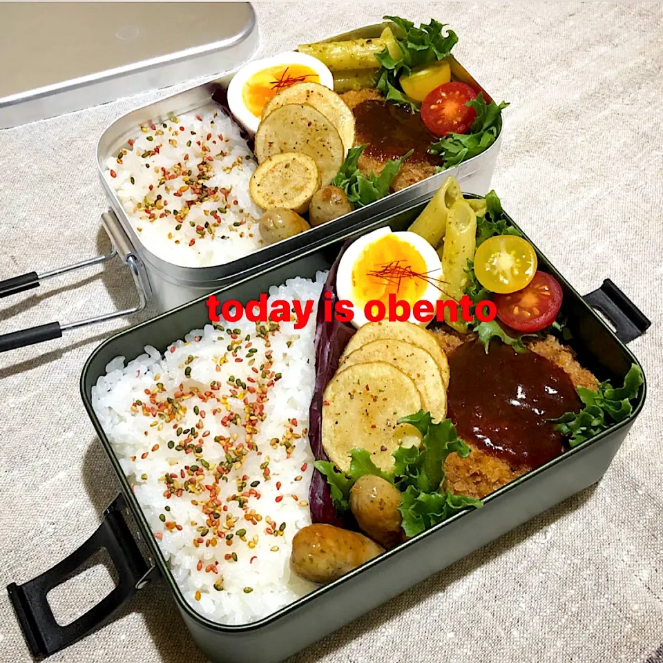 Snapdishの料理写真:でっかいメンチカツ弁当|じゅん太さん