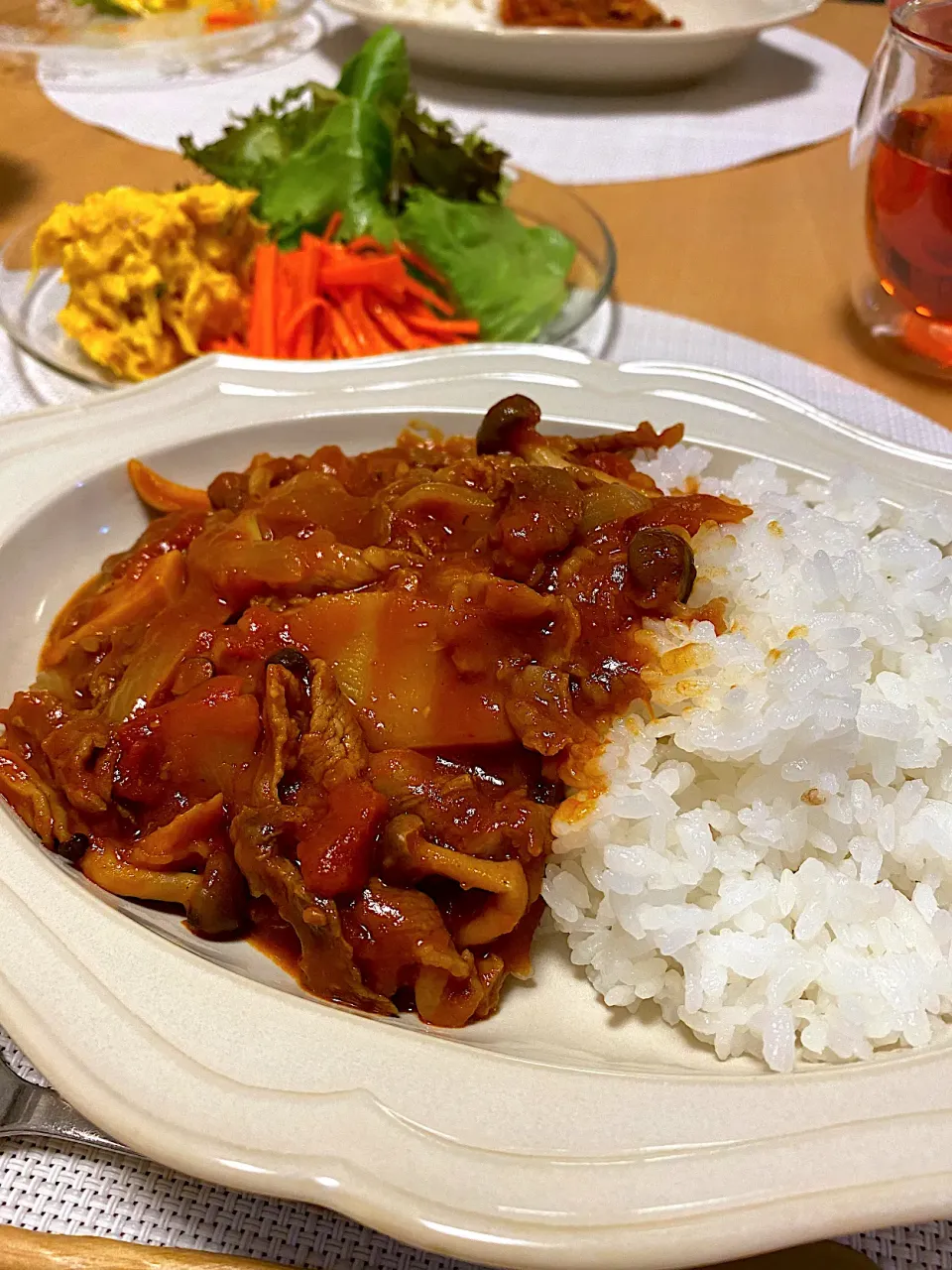 無水トマトカレー　かぼちゃサラダ　キャロットラペ|エトフさん