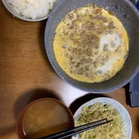 Snapdishの料理写真:ひき肉の卵とじ|Mr.キャベジさん