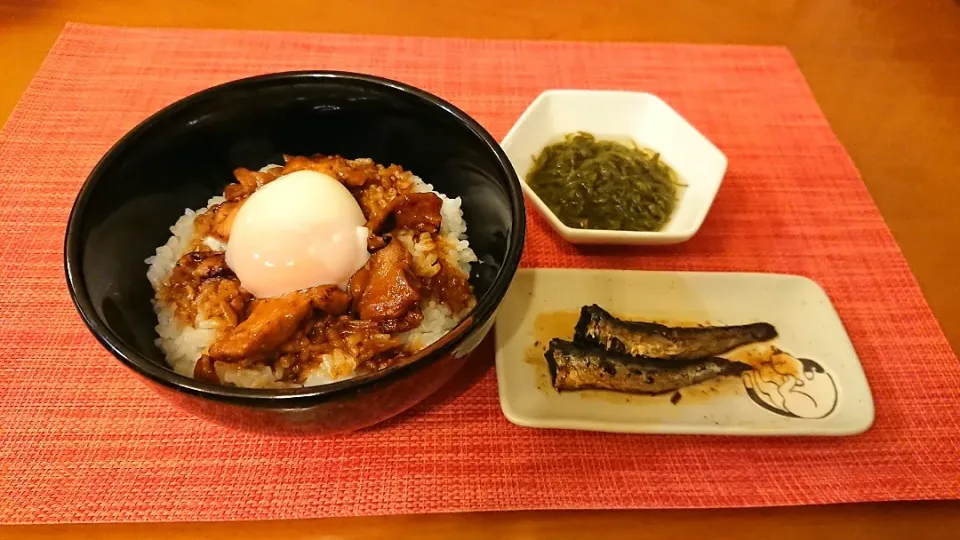 ☆月見焼き鳥丼
☆子イワシ佃煮
☆めかぶ|chikakoさん