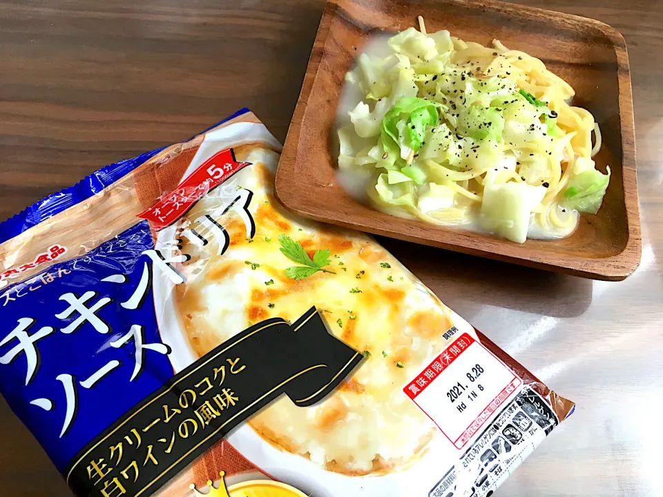 Snapdishの料理写真:チキンドリアソースで簡単パスタ！|にゃふてんさん