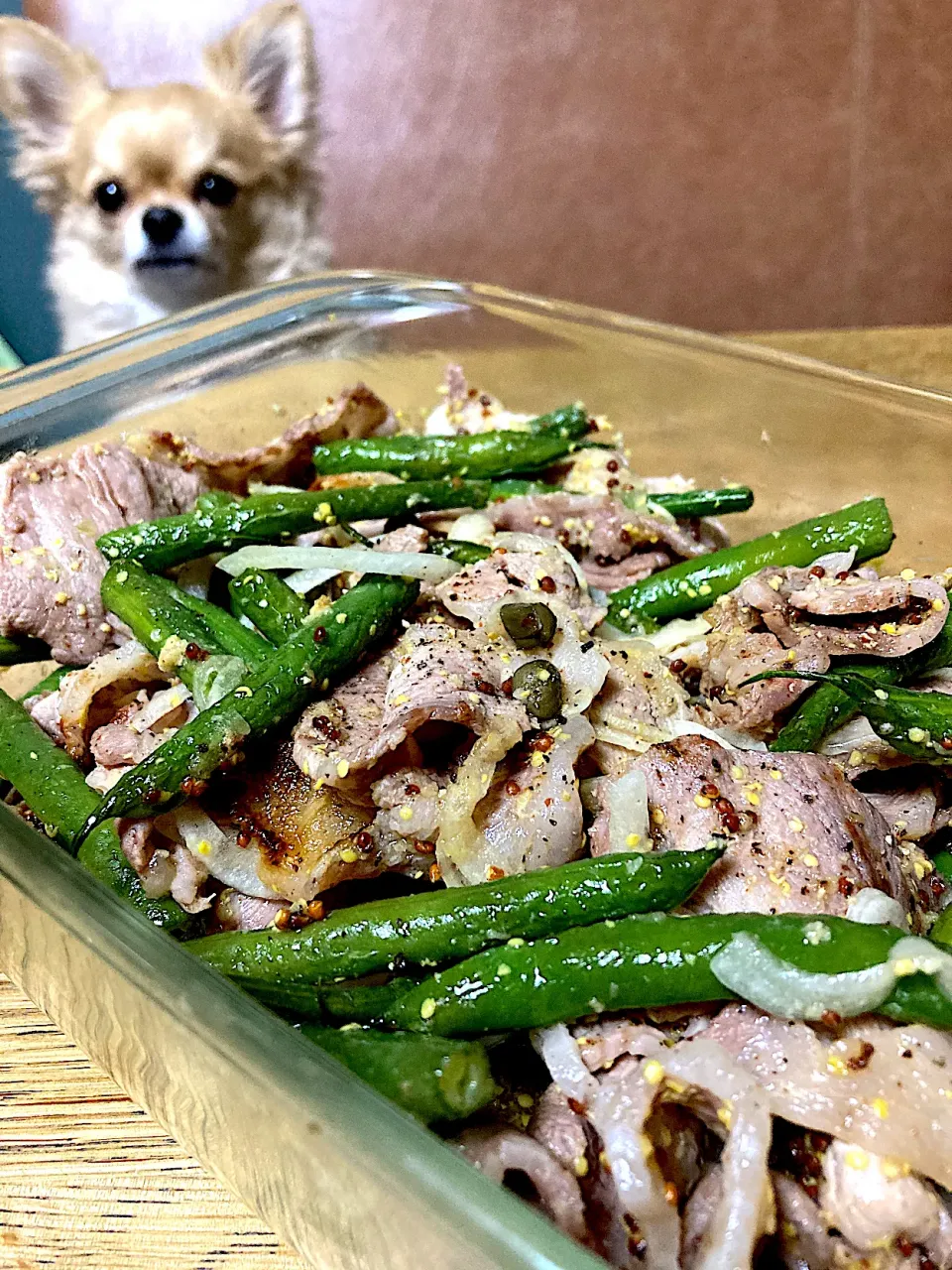 お肉といんげんのマスタードジンジャーマリネ|エイコさん