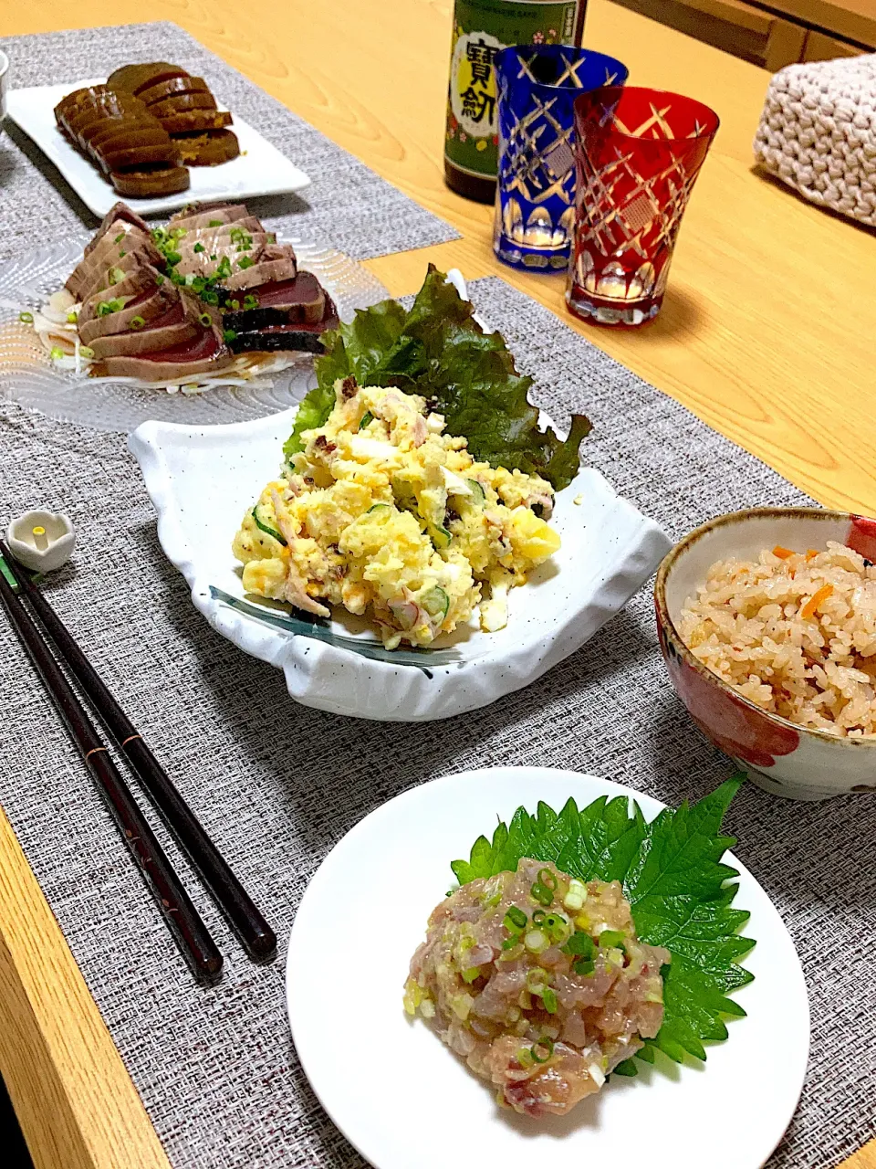 夕食|ツインうさぎさん