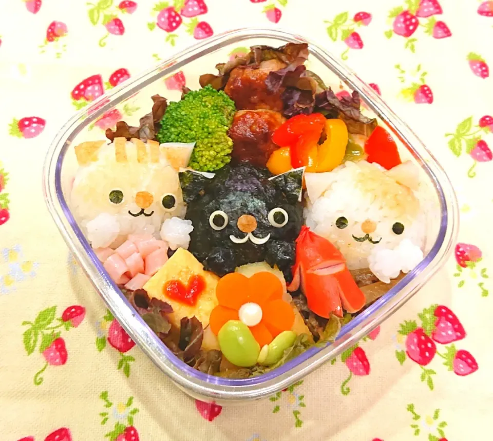 トラ黒三毛猫弁当❤️|みちゅあしさん