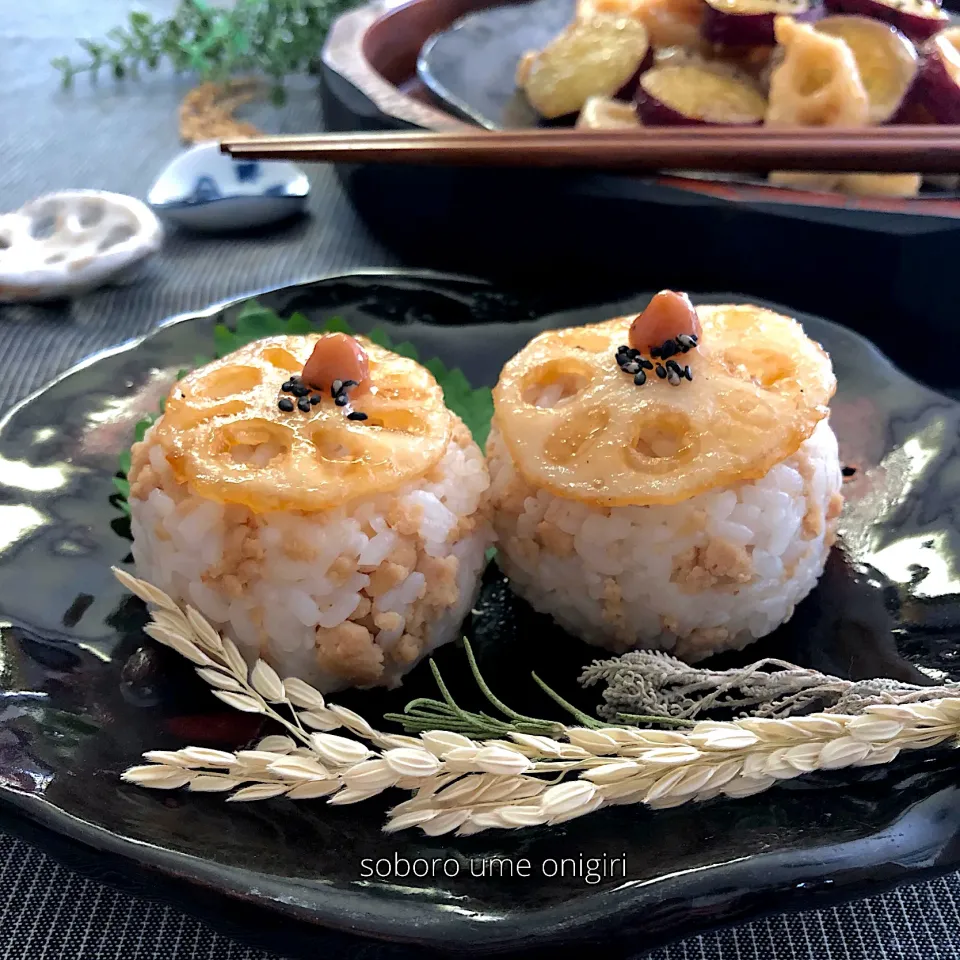 鶏そぼろ梅おにぎりでおにぎりアクション　　#給料前料理|なだちいさん