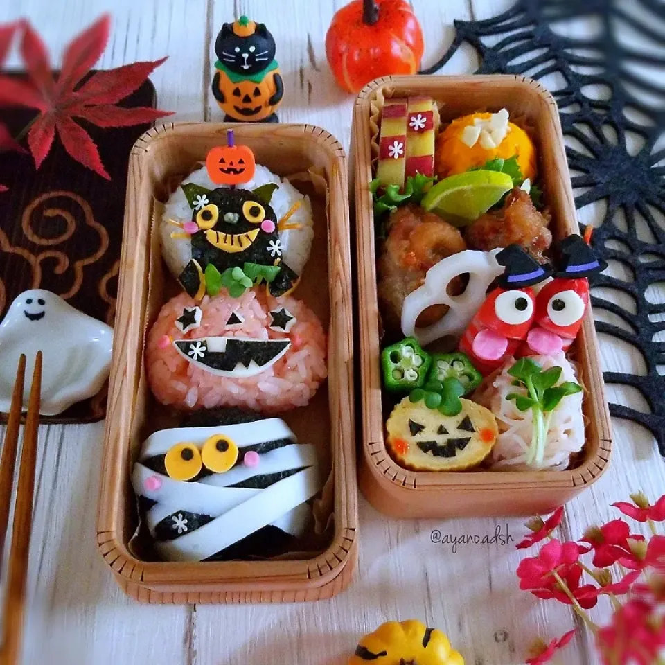 Snapdishの料理写真:ハロウィン🎃👻おにぎり弁当|ayano.adshさん