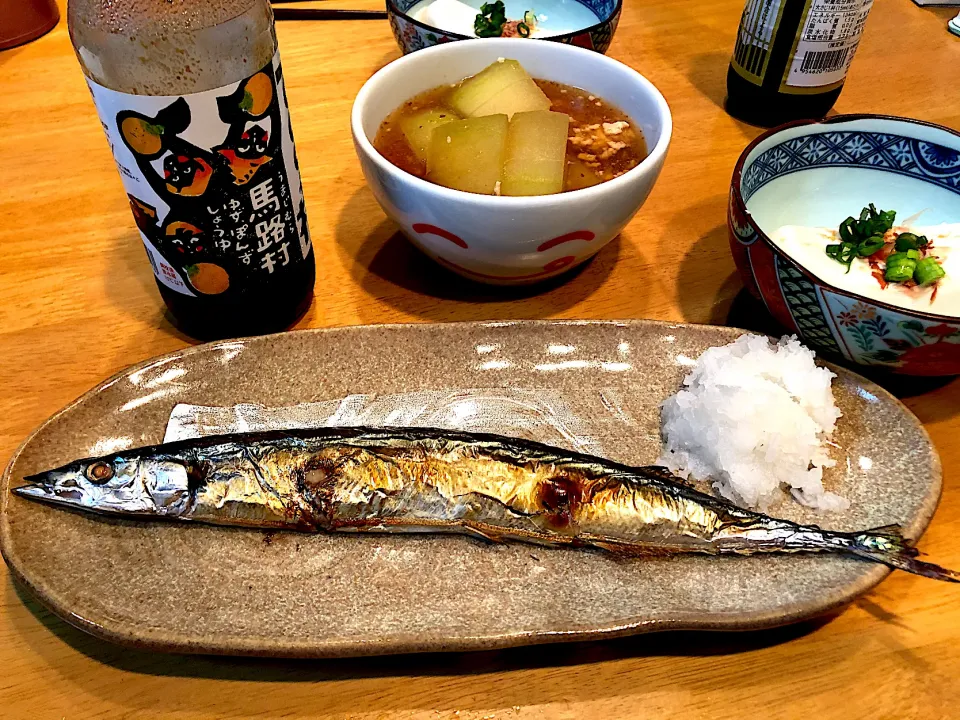 焼き秋刀魚と冬瓜の煮付け|めぐみさん