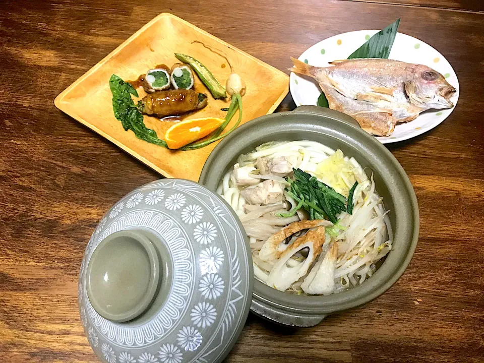 煮込みうどん、肉巻き|はるみ(o^^o)さん