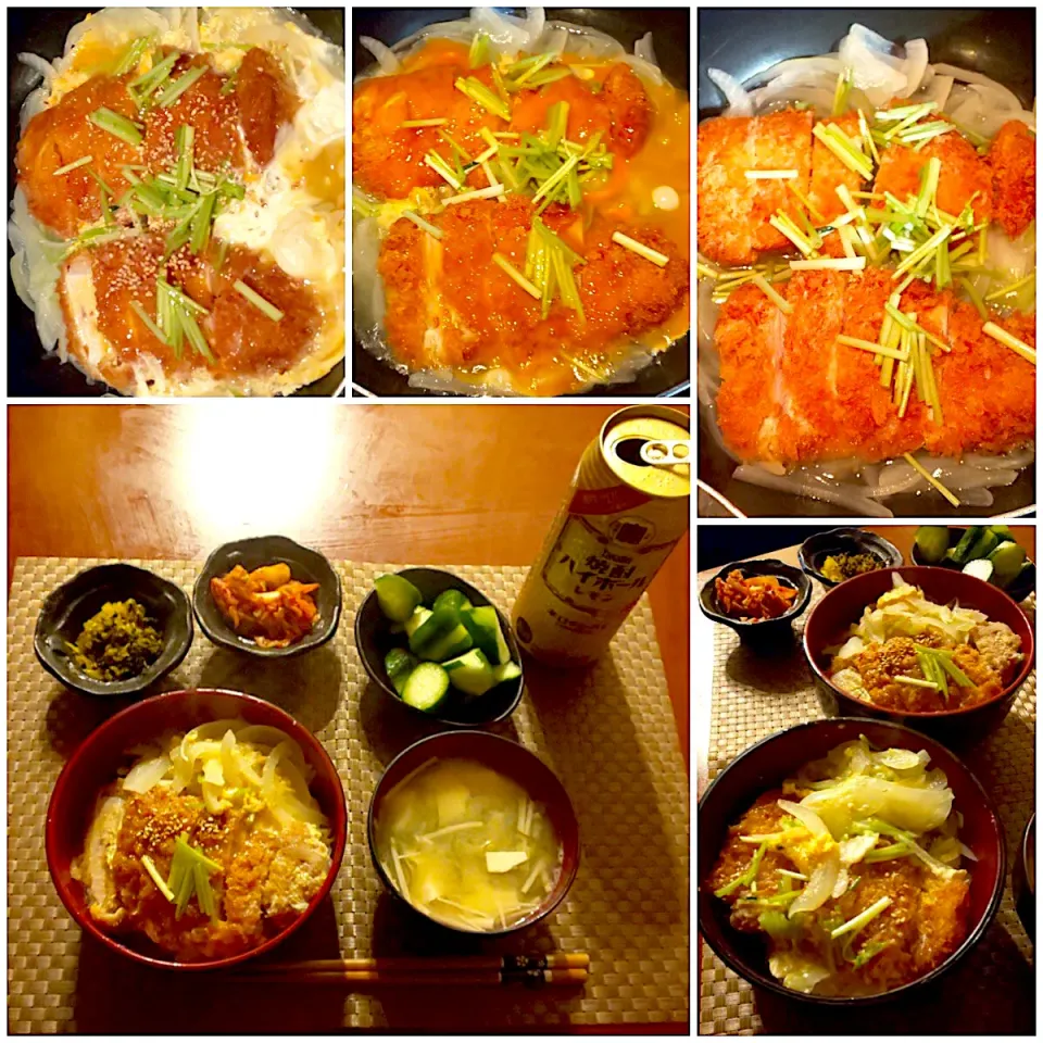 Today's dinner🍴ｷﾑﾁ･胡麻沢庵&野沢菜漬け･胡瓜の浅漬け･白出汁かつどぉん･えのきとめかぶ､お豆腐のお味噌汁|🌈Ami🍻さん