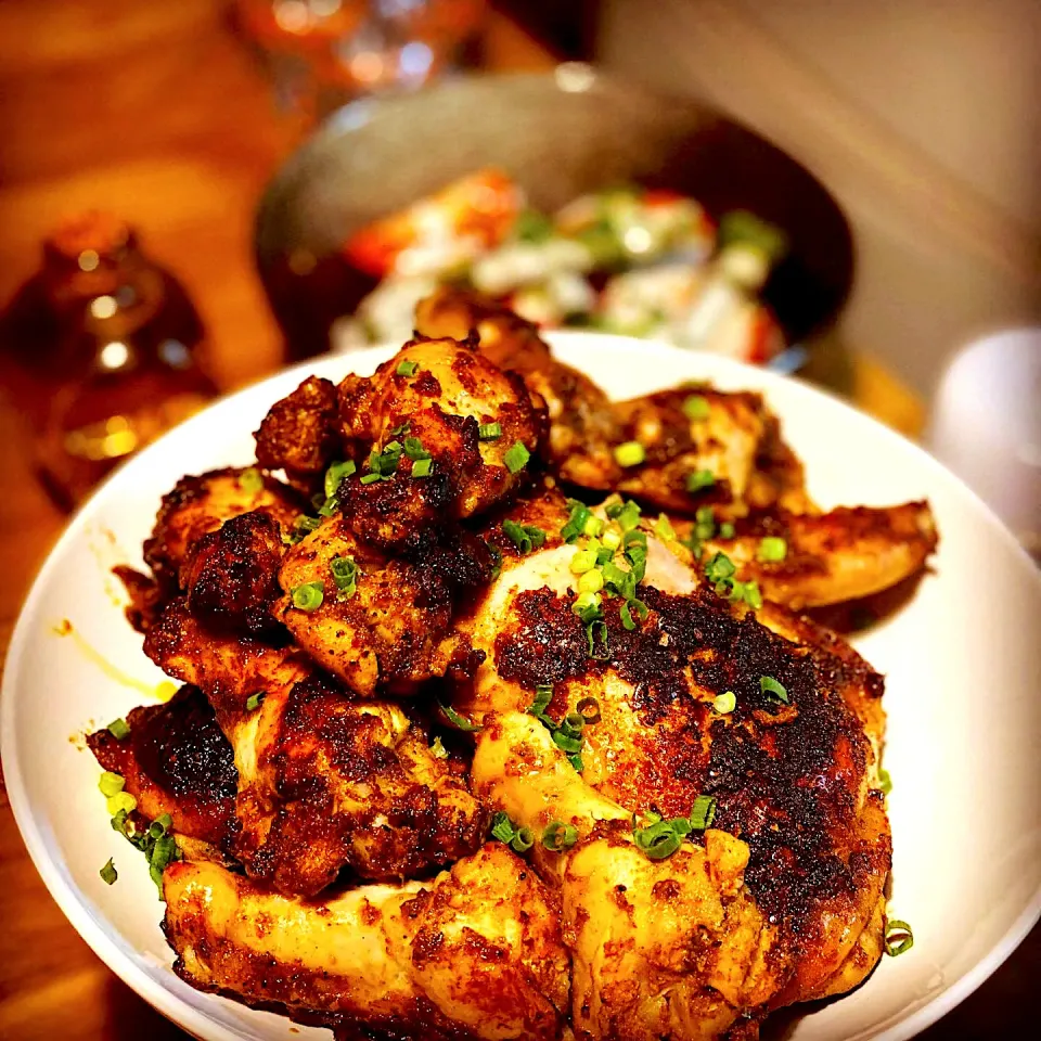 Snapdishの料理写真:Friday Night Special Homemade Jerk Seasoning. #Sauce mix in Chicken Roasted Slowly #jerkchicken #salad  #homecooking #ilovecooking #chefemanuel|Emanuel Hayashiさん