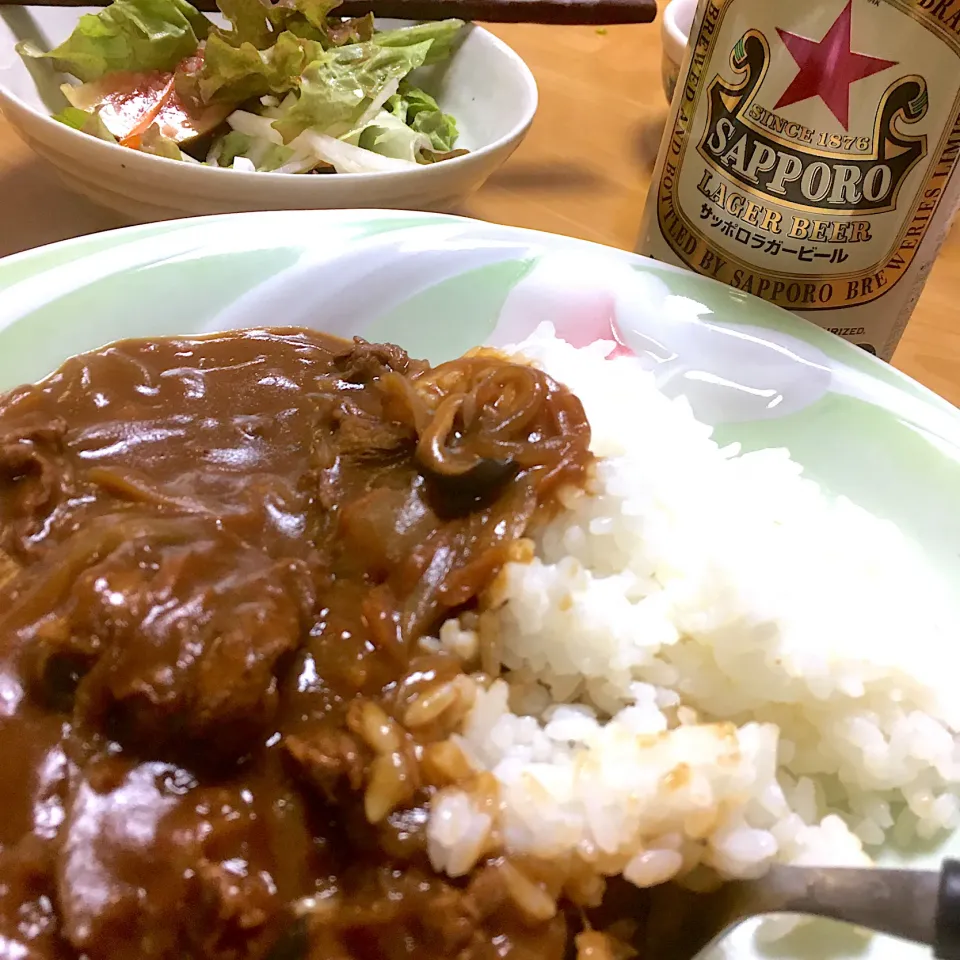 Snapdishの料理写真:ハヤシライスで🍺　　　　　　　2020.10.23|Yu Yu mamaさん