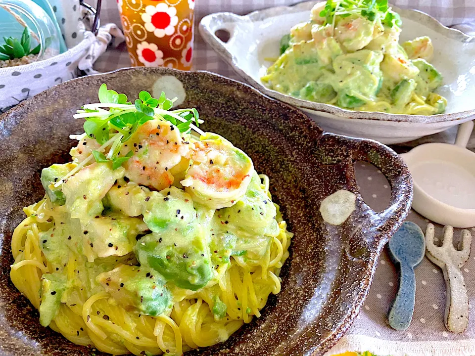 海老アボカドの醤油マヨクリームパスタ🍝|がぁがさん