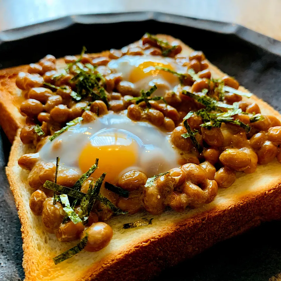 納豆トースト🍞"和"のような"洋"のような🍞トーストアレンジ|いちごさん