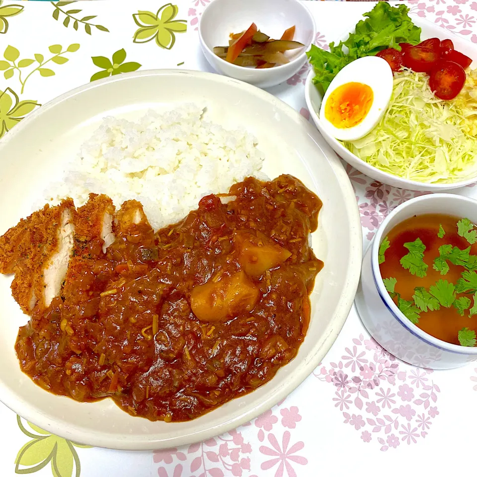 チキンカツと10種の野菜カレー|まみっこさん