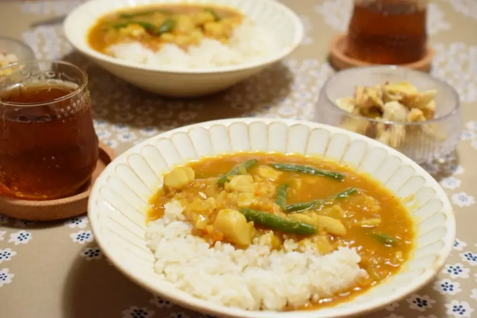 ホタテといんげんのカレー|うにんぱすさん