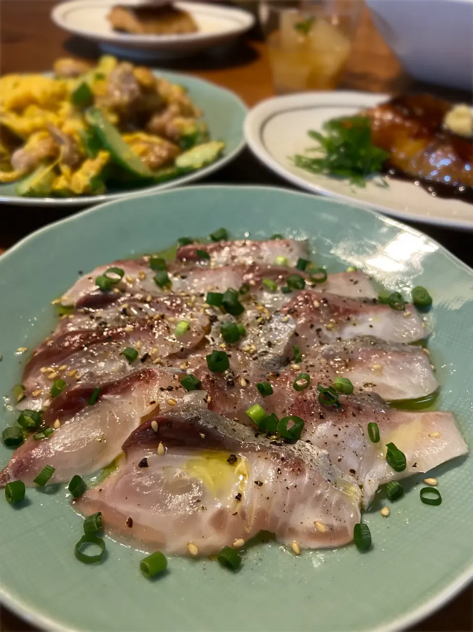 10/24の夕食　鹿屋かんぱちでカルパッチョ！美味すぎる(^-^)/|yoneさん