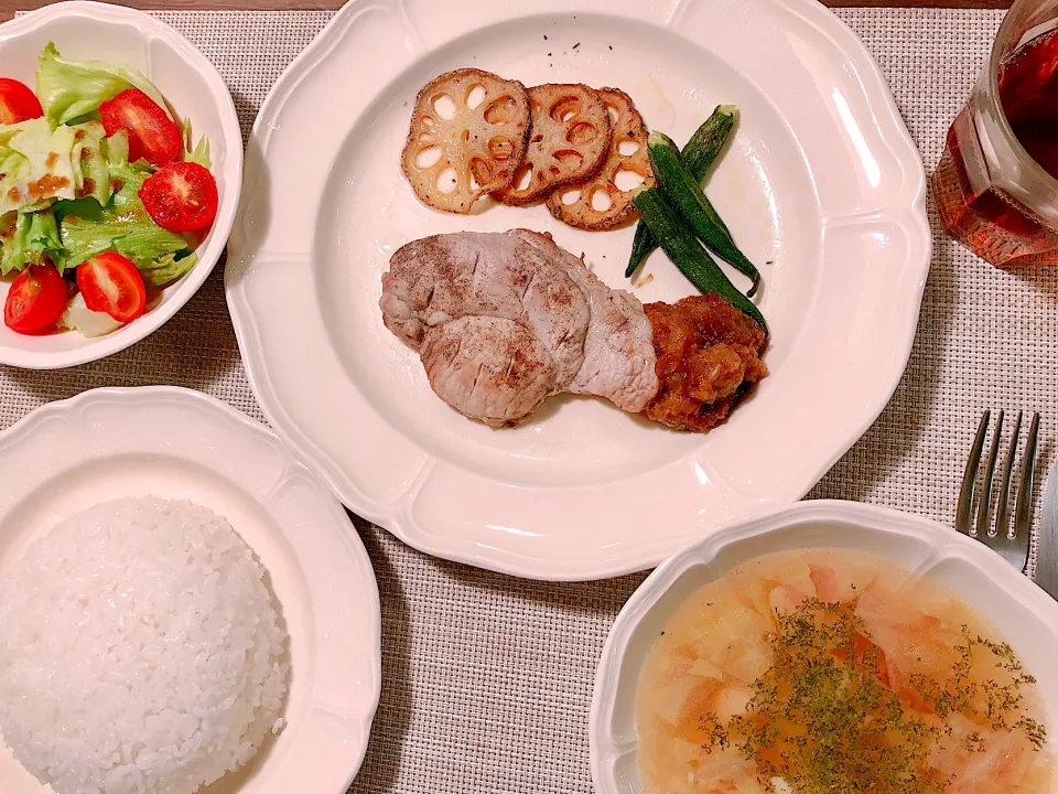 Pork sauté and baked vegetables|taka-chanさん