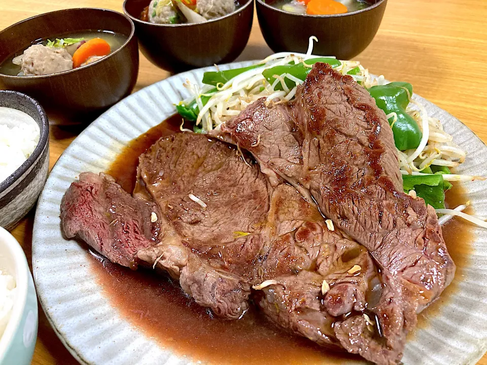 Snapdishの料理写真:＊柚子香るステーキの夕飯＊|＊抹茶＊さん