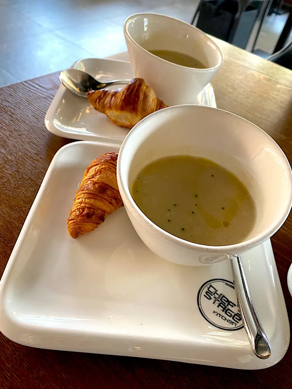 Mushroom soup and mini croissant|skyblueさん