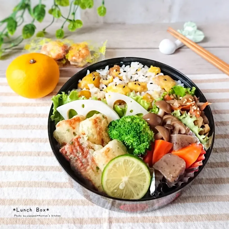 栗ごはん&磯辺揚げ＊和弁当|ゆずぽんさん