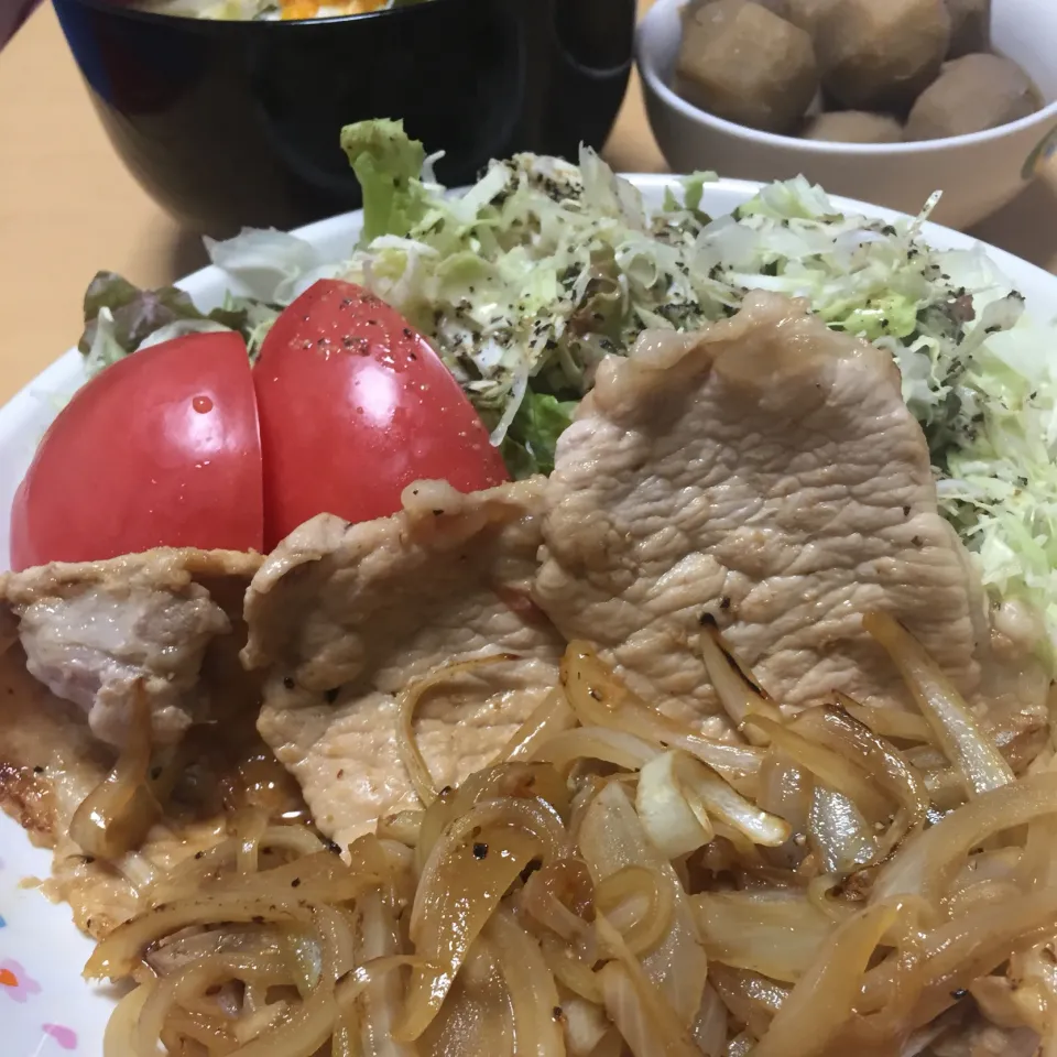 単身赴任中の男飯(豚肉の生姜焼き)|おおもりの星さん